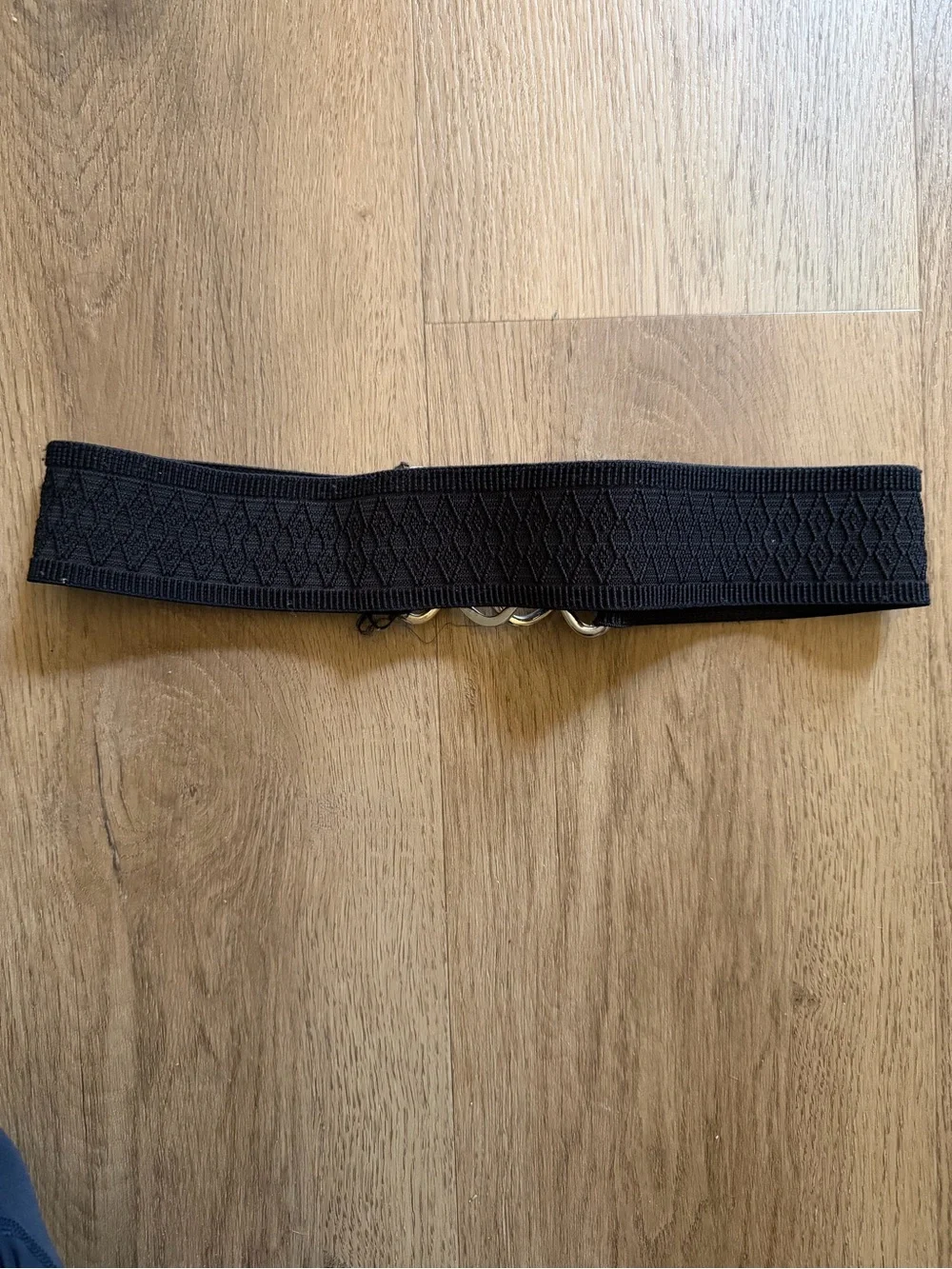 Ruespari Black Elastic Waist Belt with Silver Interlocking Buckle
